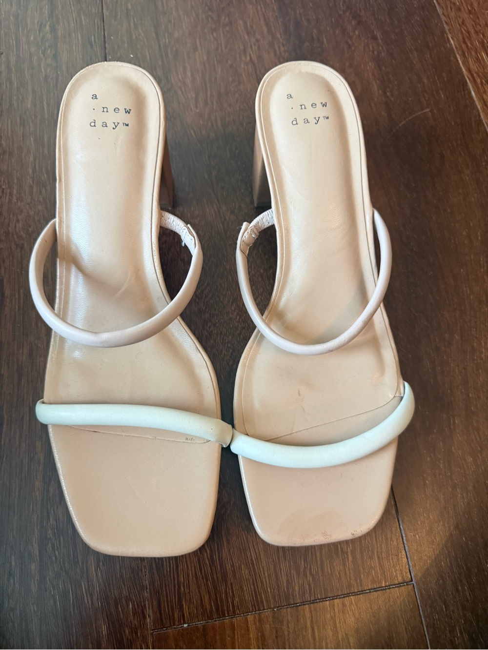 a new day Beige Strappy Square-Toe Slide Sandals